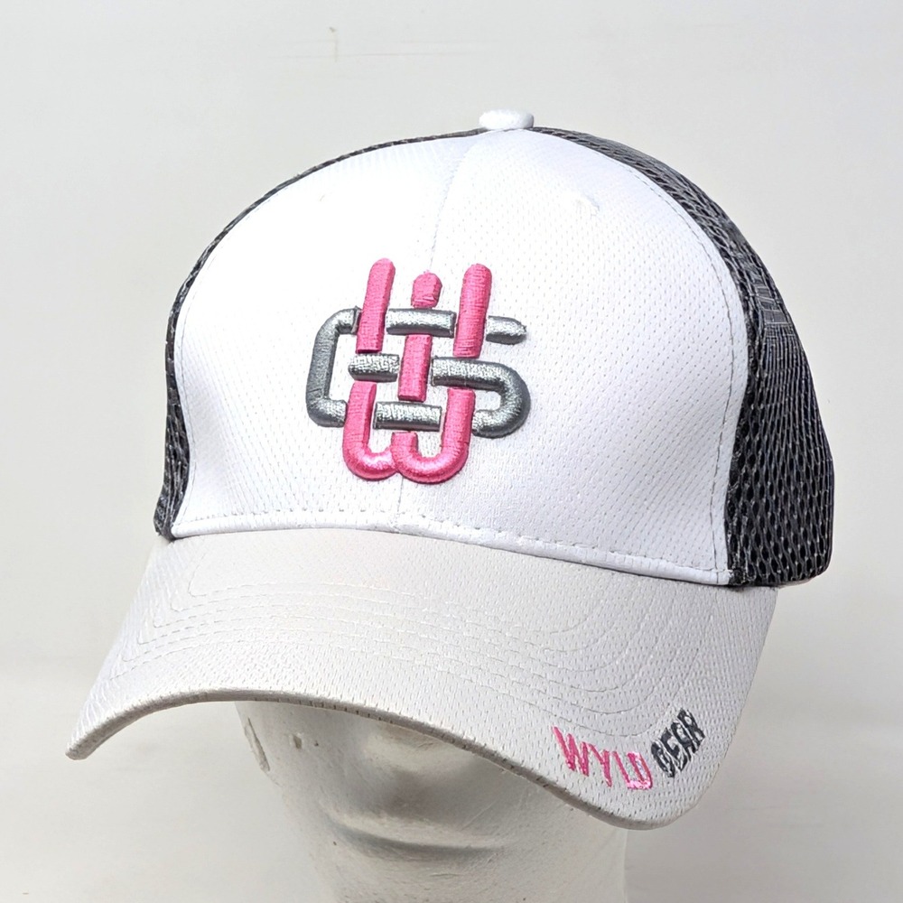 Wyld Gear Trucker Hat White Grey Pink Logo Adjustable Snapback Mesh Meshback Cap